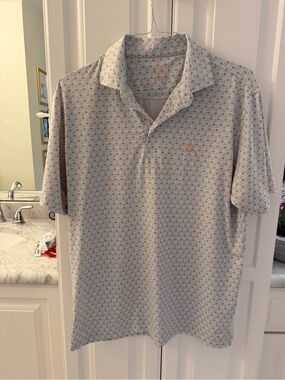 Rhoback Light Blue Polo with Micro Palm Pattern